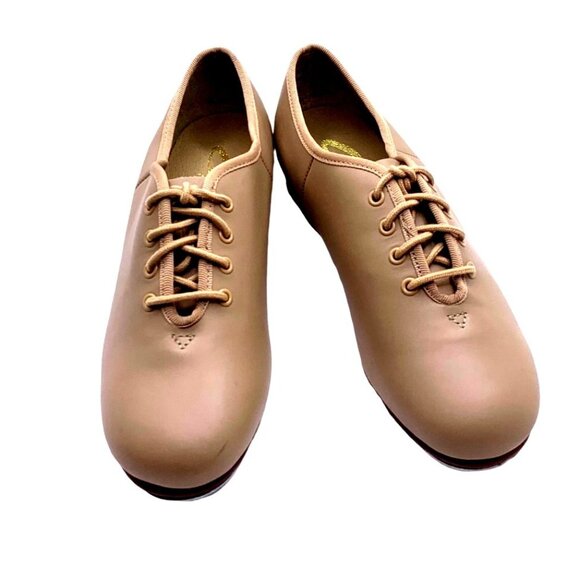 Capezio Hoof Master Stacked Heel Caramel Tap Shoes Size 7 Oxford Dance Leather - Picture 1 of 8
